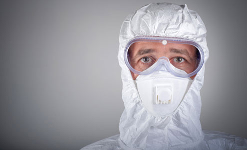 Doctor in protective gear against Ebola